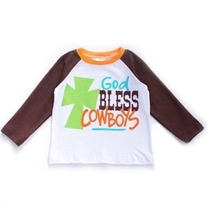 HoneydewUSA Unisex God Bless Cowboys Raglan